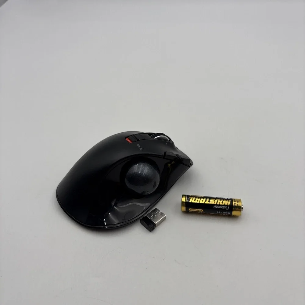 ELECOM EX-G Left-Hand Wireless Trackball Mouse Black M-XT4DRBK w/ USB Receiver